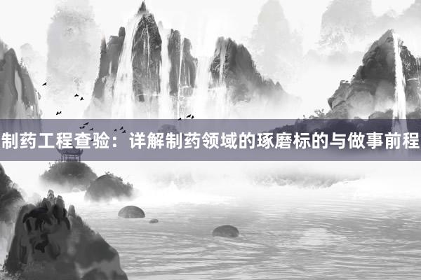 制药工程查验：详解制药领域的琢磨标的与做事前程